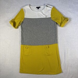 Tommy Hilfiger‎ Girls XL 16 Colorblock Stripe Dress Yellow Gray White
